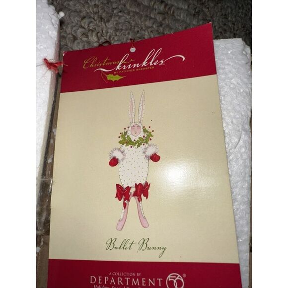 DEPT 56 Patience Brewster Christmas Krinkles BALLET BUNNY Ornament  NEW! - Picture 2 of 2